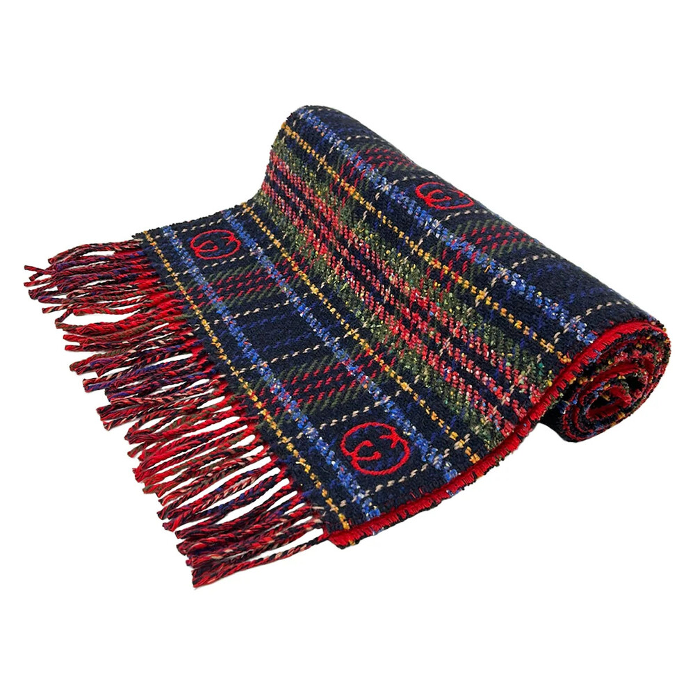 Gucci Red Dark Navy Multi Wool Nylon #360642G55B